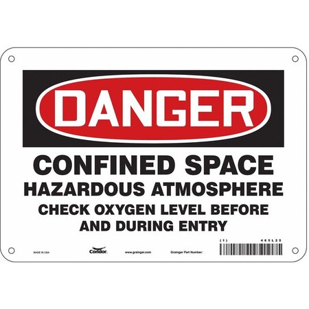 Safety Sign, 7 in Height, 10 in Width, Polyethylene, Vertical Rectangle, English, 465L25 MPN:465L25