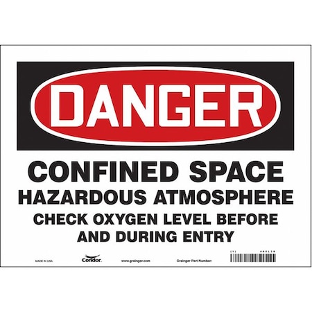 Safety Sign, 10 in Height, 14 in Width, Vinyl, Horizontal Rectangle, English, 465L30 MPN:465L30