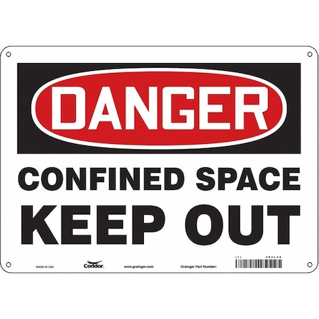Safety Sign, 10 in Height, 14 in Width, Aluminum, Horizontal Rectangle, English, 465L49 MPN:465L49