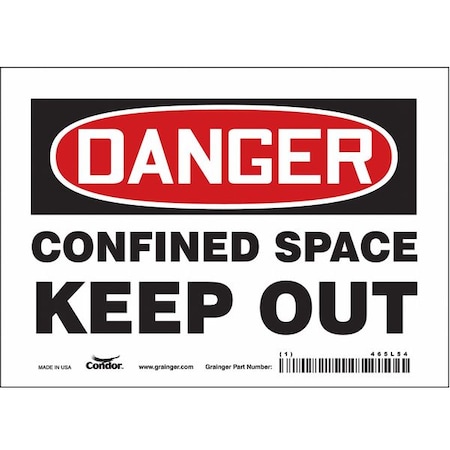 Safety Sign, 5 in Height, 7 in Width, Vinyl, Horizontal Rectangle, English, 465L54 MPN:465L54