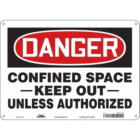 Safety Sign, 10 in Height, 14 in Width, Aluminum, Horizontal Rectangle, English, 465L58 MPN:465L58
