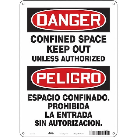 Safety Sign, 14 in Height, 10 in Width, Aluminum, Vertical Rectangle, English, Spanish, 465L66 MPN:465L66