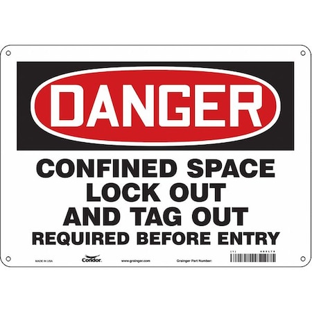 Safety Sign, 10 in Height, 14 in Width, Polyethylene, Horizontal Rectangle, English, 465L78 MPN:465L78