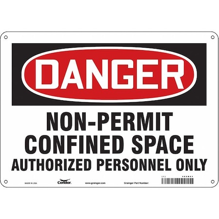 Safety Sign, 10 in Height, 14 in Width, Polyethylene, Horizontal Rectangle, English, 465M61 MPN:465M61
