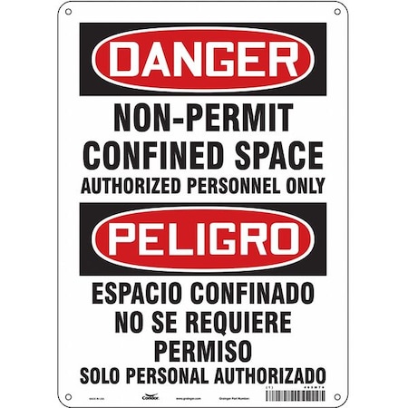 Safety Sign, 14 in Height, 10 in Width, Polyethylene, Vertical Rectangle, English, Spanish, 465M70 MPN:465M70