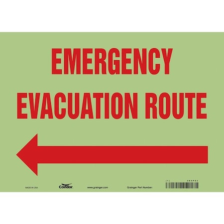 Safety Sign, 10 in H, 14 in W, Glow Vinyl, Horizontal Rectangle, English, 465P93 MPN:465P93