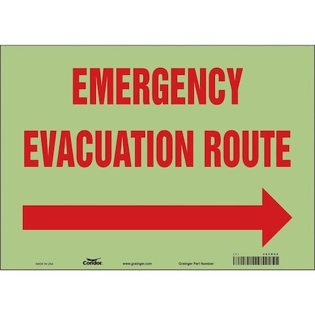 Safety Sign, 10 in H, 14 in W, Glow Vinyl, Horizontal Rectangle, English, 465R06 MPN:465R06