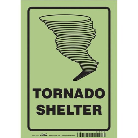 Tornado Shelter, 7 in W x 10 in H, Horizontal Rectangle, Glow Vinyl, 465T16 MPN:465T16