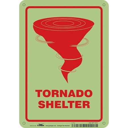 Tornado Shelter, 7 in W x 10 in H, Horizontal Rectangle, Glow Vinyl, 465T29 MPN:465T29