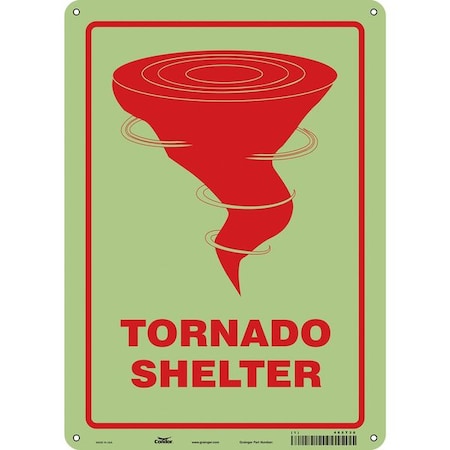 Tornado Shelter, 10 in W x 14 in H, Vertical Rectangle, Glow Vinyl, 465T30 MPN:465T30