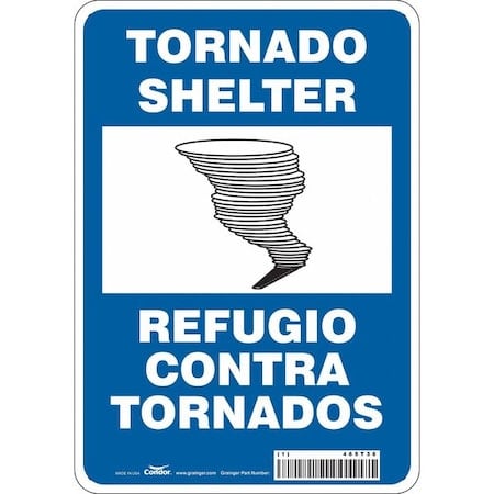 Tornado Shelter/Refugio Contra Tornados, 7 in W x 10 in H, Horizontal Rectangle, Aluminum, 465T38 MPN:465T38