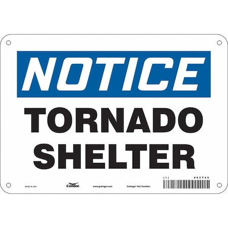 Notice Tornado Shelter, 10 in W x 7 in H, Vertical Rectangle, Polyethylene, 465T46 MPN:465T46