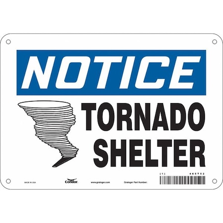 Notice Tornado Shelter, 10 in W x 7 in H, Vertical Rectangle, Aluminum, 465T52 MPN:465T52