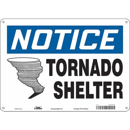 Notice Tornado Shelter, 14 in W x 10 in H, Horizontal Rectangle, Polyethylene, 465T55 MPN:465T55