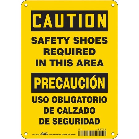Safety Sign, 10 in Height, 7 in Width, Aluminum, Horizontal Rectangle, English, Spanish, 465V13 MPN:465V13