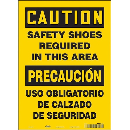 Safety Sign, 14 in Height, 10 in Width, Vinyl, Vertical Rectangle, English, Spanish, 465V18 MPN:465V18
