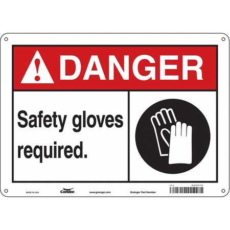 Safety Sign, 10 in Height, 14 in Width, Polyethylene, Horizontal Rectangle, English, 465V70 MPN:465V70