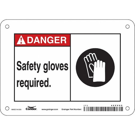 Safety Sign, 5 in Height, 7 in Width, Vinyl, Horizontal Rectangle, English, 465V85 MPN:465V85