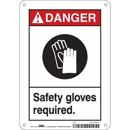 Safety Sign, 10 in Height, 7 in Width, Polyethylene, Horizontal Rectangle, English, 465V95 MPN:465V95