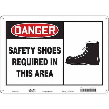 Safety Sign, 10 in Height, 14 in Width, Polyethylene, Horizontal Rectangle, English, 465W41 MPN:465W41