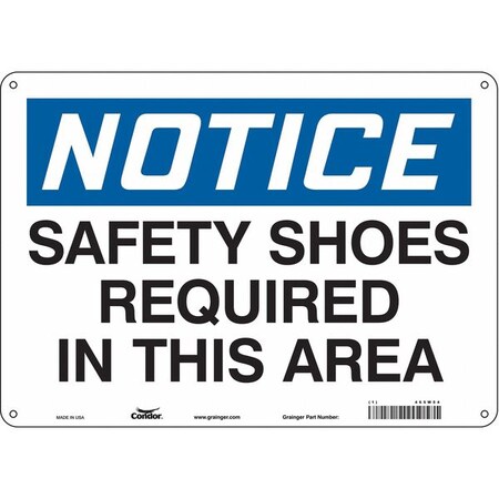 Safety Sign, 10 in Height, 14 in Width, Aluminum, Horizontal Rectangle, English, 465W54 MPN:465W54