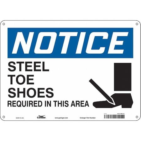 Safety Sign, 10 in Height, 14 in Width, Aluminum, Horizontal Rectangle, English, 465W68 MPN:465W68