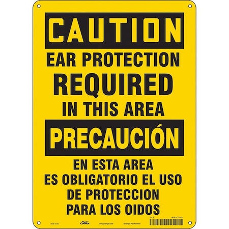 Safety Sign, 14 in Height, 10 in Width, Aluminum, Vertical Rectangle, English, Spanish, 465Y05 MPN:465Y05