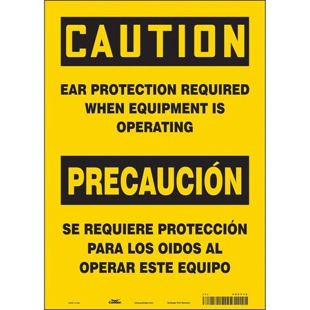 Safety Sign, 14 in Height, 10 in Width, Vinyl, Vertical Rectangle, English, Spanish, 465Y12 MPN:465Y12
