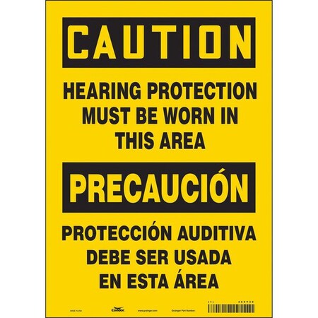 Safety Sign, 14 in Height, 10 in Width, Vinyl, Vertical Rectangle, English, Spanish, 465Y30 MPN:465Y30