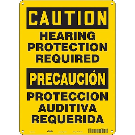 Safety Sign, 14 in Height, 10 in Width, Aluminum, Vertical Rectangle, English, Spanish, 465Y74 MPN:465Y74