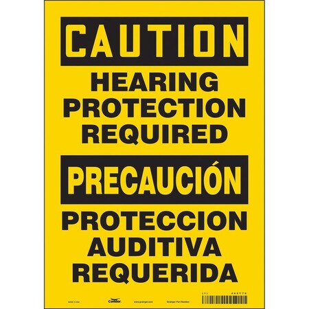 Safety Sign, 14 in Height, 10 in Width, Vinyl, Vertical Rectangle, English, Spanish, 465Y79 MPN:465Y79