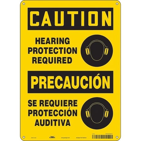 Safety Sign, 14 in Height, 10 in Width, Polyethylene, Vertical Rectangle, English, Spanish, 465Z87 MPN:465Z87