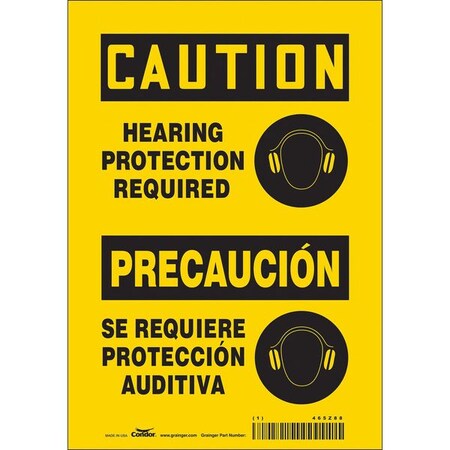 Safety Sign, 10 in Height, 7 in Width, Vinyl, Horizontal Rectangle, English, Spanish, 465Z88 MPN:465Z88