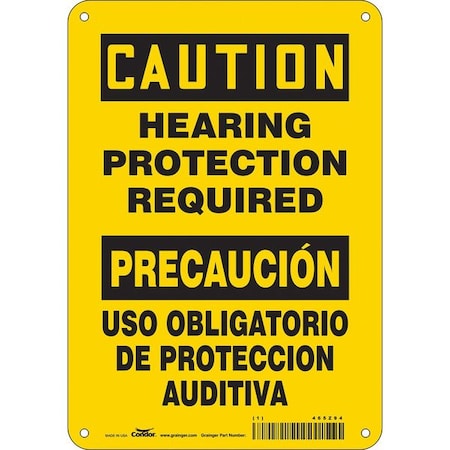 Safety Sign, 10 in Height, 7 in Width, Aluminum, Horizontal Rectangle, English, Spanish, 465Z94 MPN:465Z94