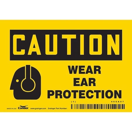 Safety Sign, 3 1/2 in Height, 5 in Width, Vinyl, Horizontal Rectangle, English, 466A87 MPN:466A87