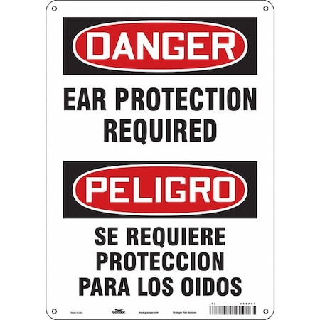 Safety Sign, 14 in Height, 10 in Width, Aluminum, Vertical Rectangle, English, Spanish, 466F03 MPN:466F03