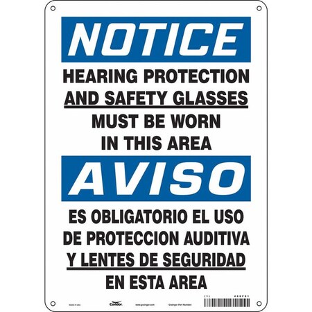 Safety Sign, 14 in Height, 10 in Width, Aluminum, Vertical Rectangle, English, Spanish, 466F81 MPN:466F81