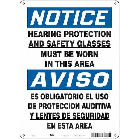 Safety Sign, 14 in Height, 10 in Width, Polyethylene, Vertical Rectangle, English, Spanish, 466F83 MPN:466F83