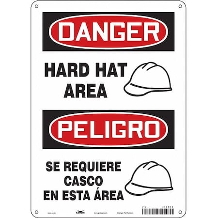 Safety Sign, 14 in Height, 10 in Width, Polyethylene, Vertical Rectangle, English, Spanish, 466M08 MPN:466M08