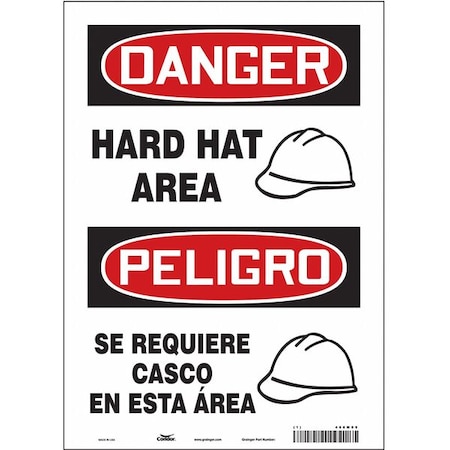 Safety Sign, 14 in Height, 10 in Width, Vinyl, Vertical Rectangle, English, Spanish, 466M09 MPN:466M09