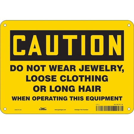 Safety Sign, 7 in Height, 10 in Width, Aluminum, Vertical Rectangle, English, 466P74 MPN:466P74