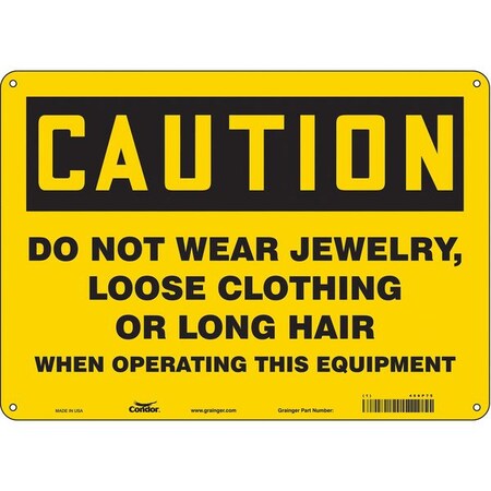 Safety Sign, 10 in Height, 14 in Width, Aluminum, Horizontal Rectangle, English, 466P75 MPN:466P75