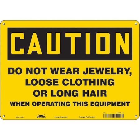 Safety Sign, 10 in Height, 14 in Width, Polyethylene, Horizontal Rectangle, English, 466P77 MPN:466P77
