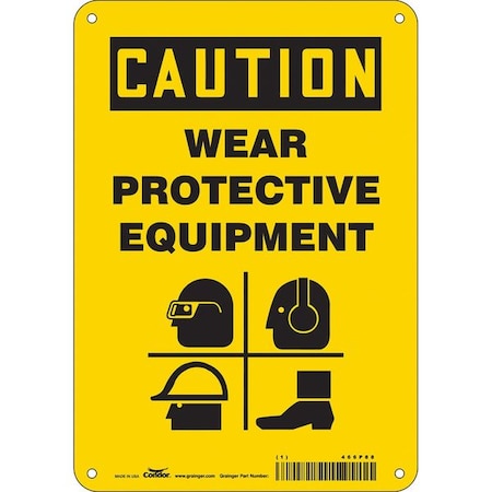 Safety Sign, 10 in Height, 7 in Width, Polyethylene, Horizontal Rectangle, English, 466P88 MPN:466P88