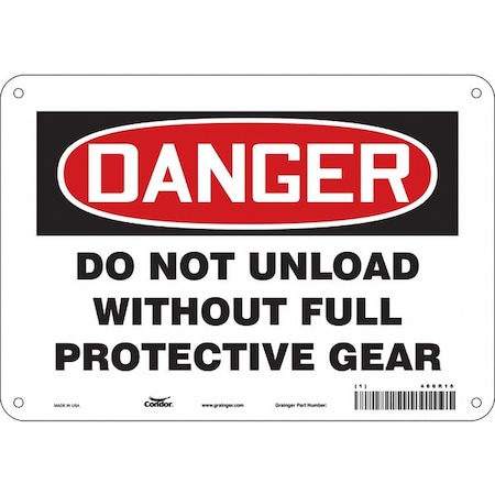 Safety Sign, 7 in Height, 10 in Width, Polyethylene, Vertical Rectangle, English, 466R16 MPN:466R16