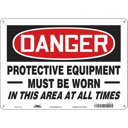 Safety Sign, 10 in Height, 14 in Width, Polyethylene, Horizontal Rectangle, English, 466R35 MPN:466R35