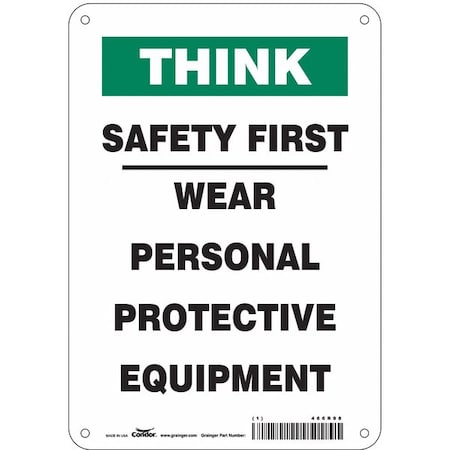 Safety Sign, 10 in Height, 7 in Width, Polyethylene, Horizontal Rectangle, English, 466R98 MPN:466R98