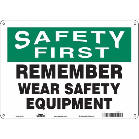 Safety Sign, 10 in Height, 14 in Width, Aluminum, Horizontal Rectangle, English, 466T05 MPN:466T05