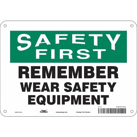 Safety Sign, 7 in Height, 10 in Width, Polyethylene, Vertical Rectangle, English, 466T06 MPN:466T06