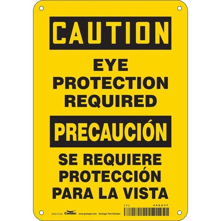 Safety Sign, 10 in Height, 7 in Width, Aluminum, Horizontal Rectangle, English, Spanish, 466U37 MPN:466U37